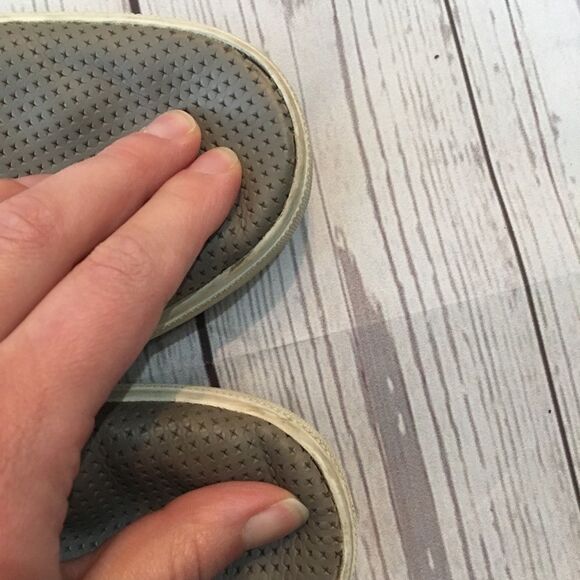 VINCE Gray Perforated Leather Slip On Sneakers - Picture 6 of 8